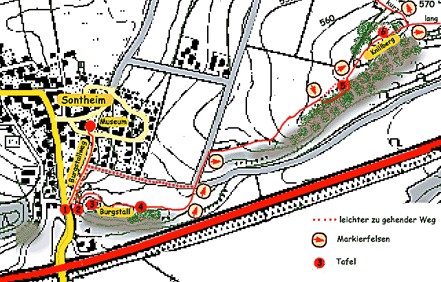 Karte vom ersten Teil des Geologischen Wanderweges